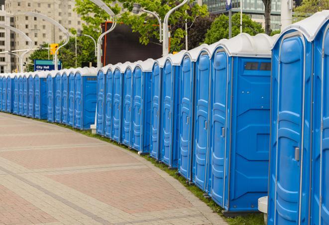 Seasonal porta potty units set up at a Brunswick, Georgia venue
