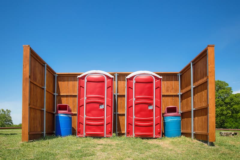 Short-term porta potty units staged for delivery in Brunswick, Georgia